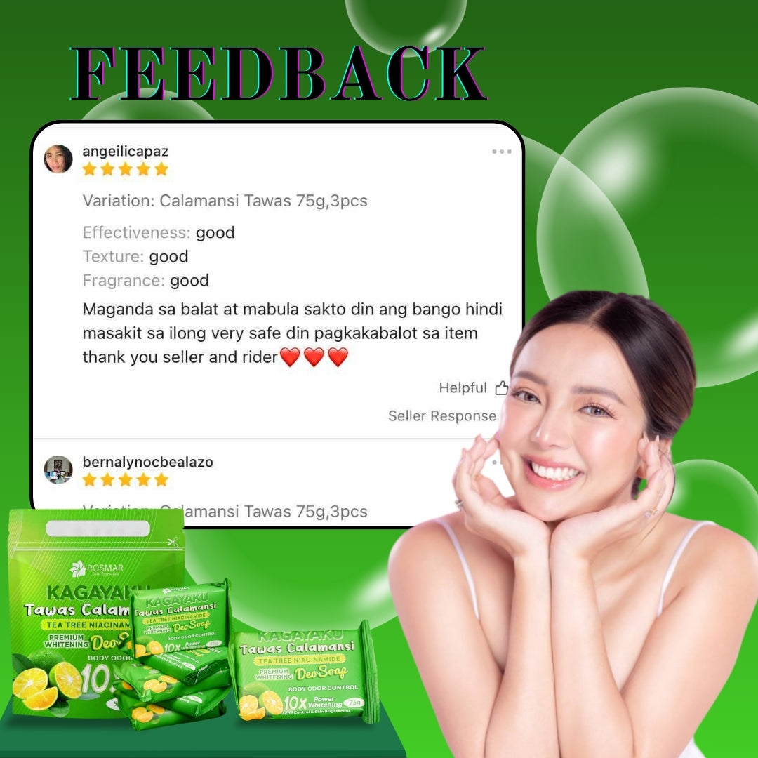 ROSMAR Tawas Calamansi Deo Soap 75g NEW PACKAGING 10x Power Whitening