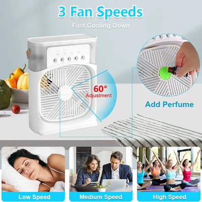 Z24 - Mini Portable Fan Air Cooling fan Humidifier Purifier Mist Cooler with 7 Colors LED Light