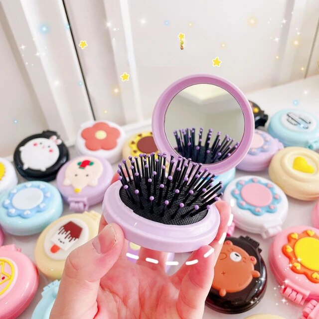 Z37 - Korean Cute Hairbrush Comb with Mirror